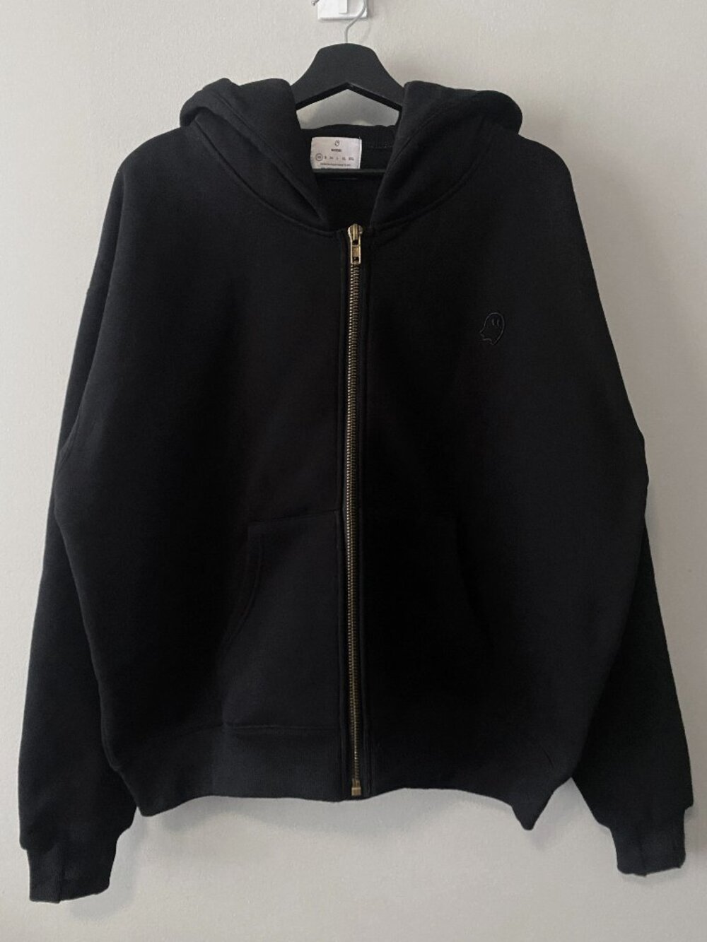 Cozy Ghost Heavyweight Zip Hoodie Colour Black (V3) Size X-Small